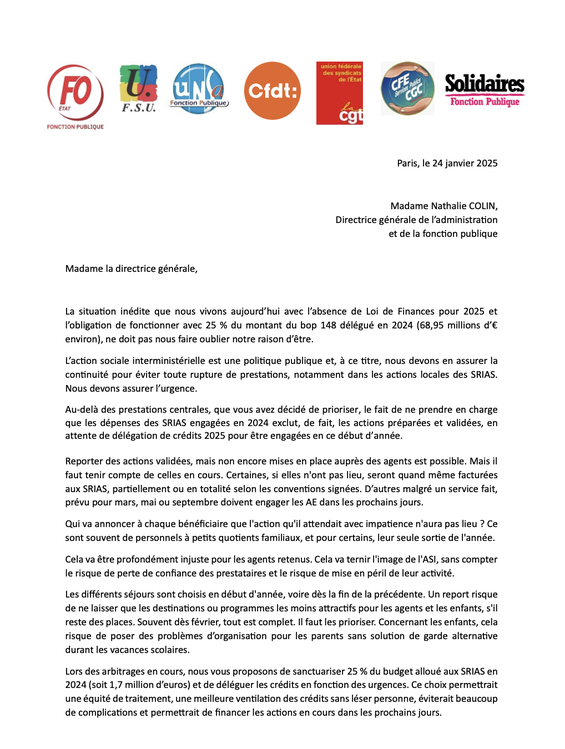 Courrier intersyndical SRIAS